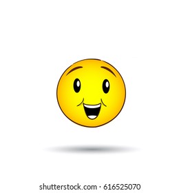 Yellow Smiling Face Positive People Emotion Icon Flat Vector Illustration