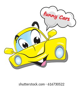 Yellow smiling funny car