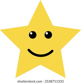 Icono de estrella sonriente amarillo en estilo de moda . Estrella amarilla con cara feliz . Ilustración vectorial