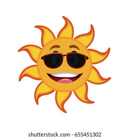 yellow smiling sun cartoon character as weather sign temperature