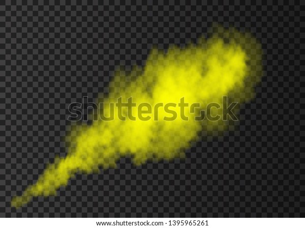 透明な背景に黄色い煙がはじけた 色蒸気爆発特殊効果 火の霧または霧のテクスチャのリアルなベクトル柱 のベクター画像素材 ロイヤリティフリー