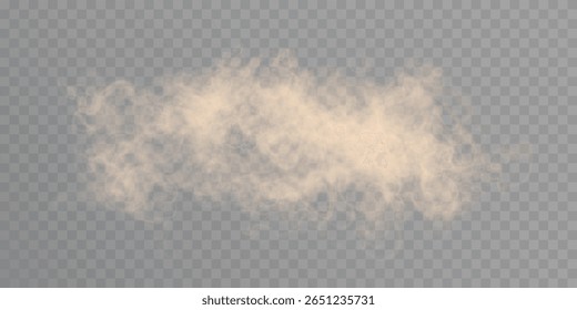 Nuvem de fumaça amarela com textura macia sobre fundo transparente. Efeito vetor de nuvens, fumaça, vapor, fumaça tóxica.