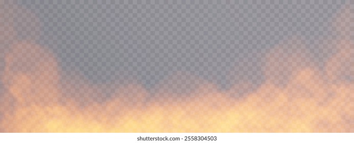 Yellow smoke, fog, smog, dust, smoke, steam PNG. Fog or smoke isolated transparent special effect on transparent background. Vector