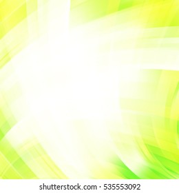 Yellow smooth light lines background. Yellow, white, green colors. Vector illustration.