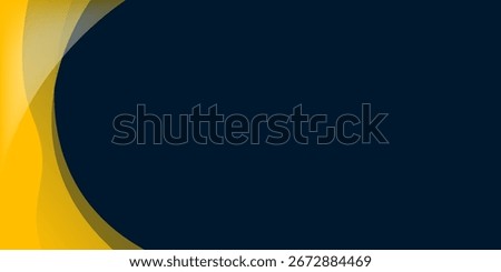 Yellow smooth wave modern background with blue space for text and message. template design	