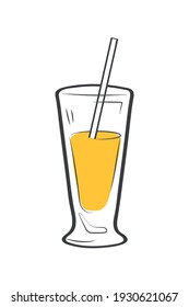 yellow smoothie drink with straw