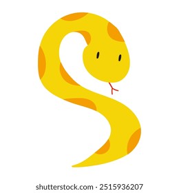 Yellow snake. Childish design Illustration on white background. Flat design.