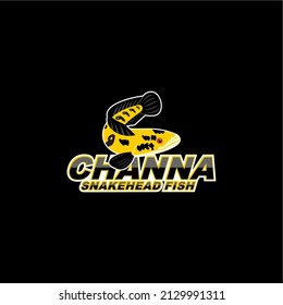 
Diseño del logotipo del pez cabeza de serpiente amarillo