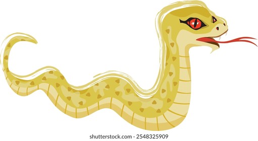 A yellow snake isolated on white background. Year of the Serpent. Vector illustration.