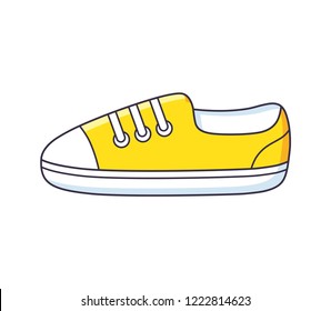 Yellow sneaker shoe isolated