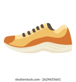 Yellow sneaker standing on white background, sporty footwear for running and training