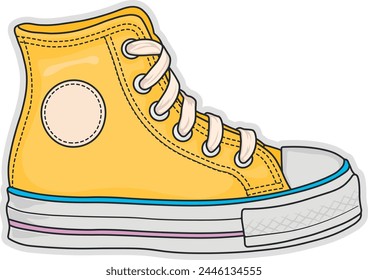 yellow sneaker sticker without background