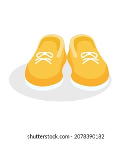 Yellow sneakers on an isolated background. Vector illustration of bright shoes. Flat design
