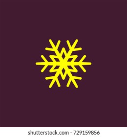 Yellow Snowflake flat icon. Snow pictogram. Winter symbol. Vector illustration, EPS10