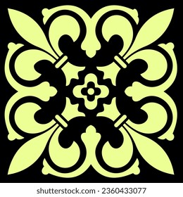 yellow snowflake ornament pattern on a black background