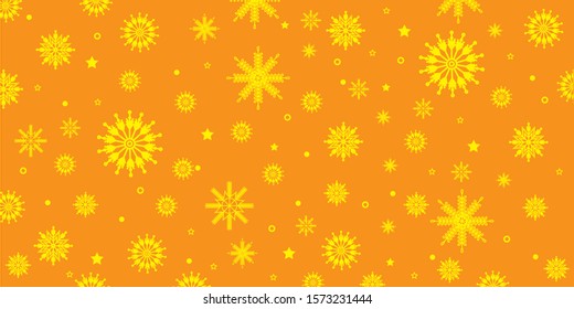 Yellow snowflake seamless background flat design
