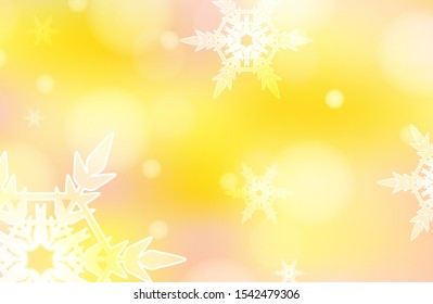diseño de la plantilla de ilustración de fondo de copos de nieve amarillos