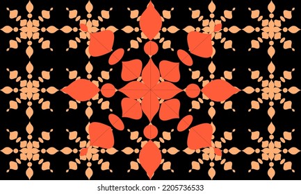 Yellow Snowflakes On A Black Background And A Large And Orange Snowflake In Front, Design, Pattern, Decor, Background