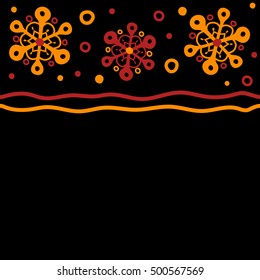 Yellow snowflakes seamless pattern in abstract style. Freehand ethnic Xmas sketch with copy space. Ornamental artistic vector illustration in yellow colors for Merry christmas cards. New Year 2017 Art
