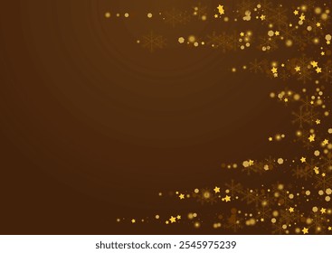 Fundo amarelo do vetor de tempestade de neve marrom. Gold Falling Stars Textura. Cartão-postal com Pontos Mínimos. Cartão de neve festivo.