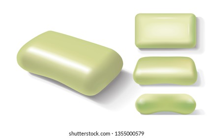 yellow soap from different sides on a white background vector