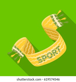 Yellow soccer fan scarf. Fans single icon in flat style vector symbol stock illustration.