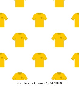 Yellow soccer shirt pattern seamless background in flat style repeat vector illustration