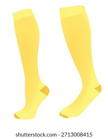 Calcetines de fútbol amarillo. Ilustración vectorial