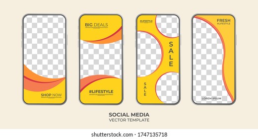 Yellow social media banner promotion template pack. eps 10  full vector image