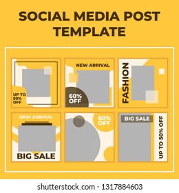 yellow social media post design template vector
