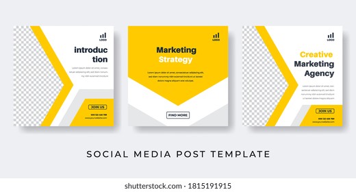 Yellow social media post template for Digital Marketing, Corporate business, Marketing Professional, Agency. Geometric design banner, web, advertising, background.