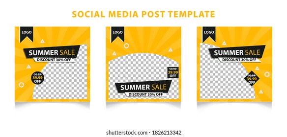 yellow social media post template design