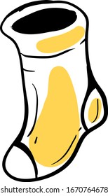 Yellow sock, illustration, vector on white background.