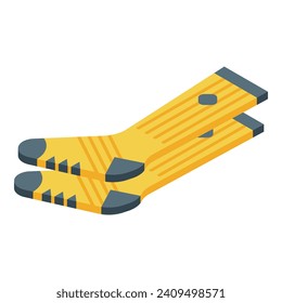 Yellow socks icon isometric vector. Winter fashion. Pair design