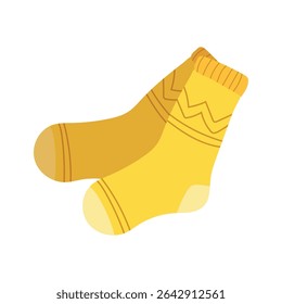 Yellow socks with zigzag trim. Vector illustration