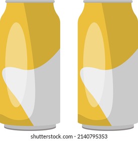 Yellow soda can, illustration, vector on a white background.