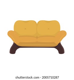 gelbes Sofa, bequemer Ikonenkartoon