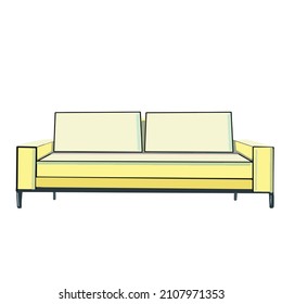 sofá amarillo o diván aislado de fondo blanco. Sala de estar diseño interior sofá elemento