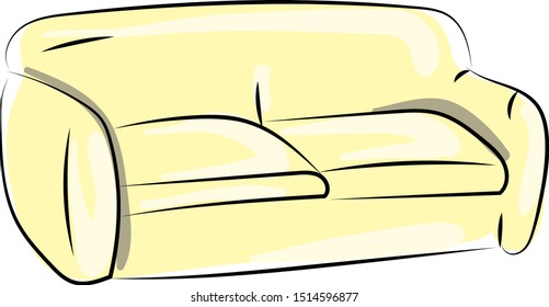 Yellow sofa, illustration, vector on white background.