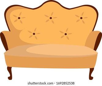 Yellow sofa, illustration, vector on white background