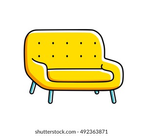 Yellow sofa isolated.
