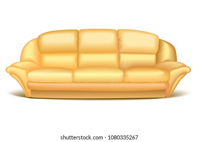 Yellow sofa. Luxury model view. Interior element.