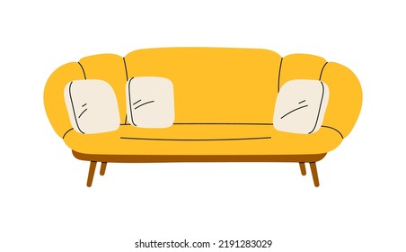 sofá amarillo, almohadas blancas modernas