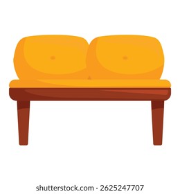Yellow sofa with soft pillows representing comfort and coziness of home interior