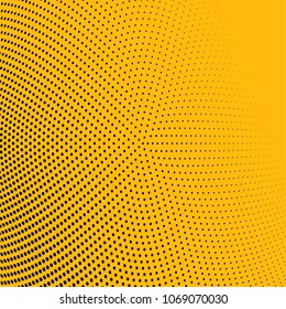 Yellow soft halftone pattern. Gradient polka dots background. Modern vector illustration. Abstract curves. Points backdrop. Dotted spotted pattern. Monochrome wide template for web design