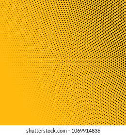 Yellow soft halftone pattern. Gradient polka dots background. Modern vector illustration. Abstract curves. Points backdrop. Dotted spotted pattern. Monochrome square template for web design