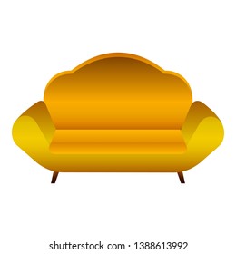 Yellow soft sofa icon. Cartoon of yellow soft sofa vector icon for web design isolated on white background