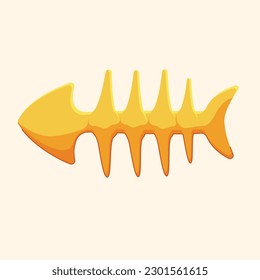 Yellow soft toy for a cat. Fish skeleton toy. Vector illustration in cartoon style.