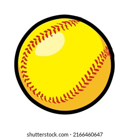 Yellow softball ball red lace team icon