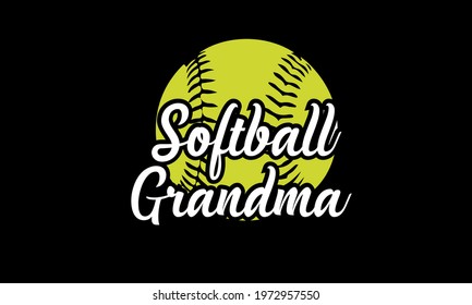 Yellow Softball Grandma - Softball Vector for T shirt Design 